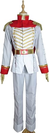 US Size White Red Gabardine Jacket Pants Belt Cosplay Costume Uniform Outfit