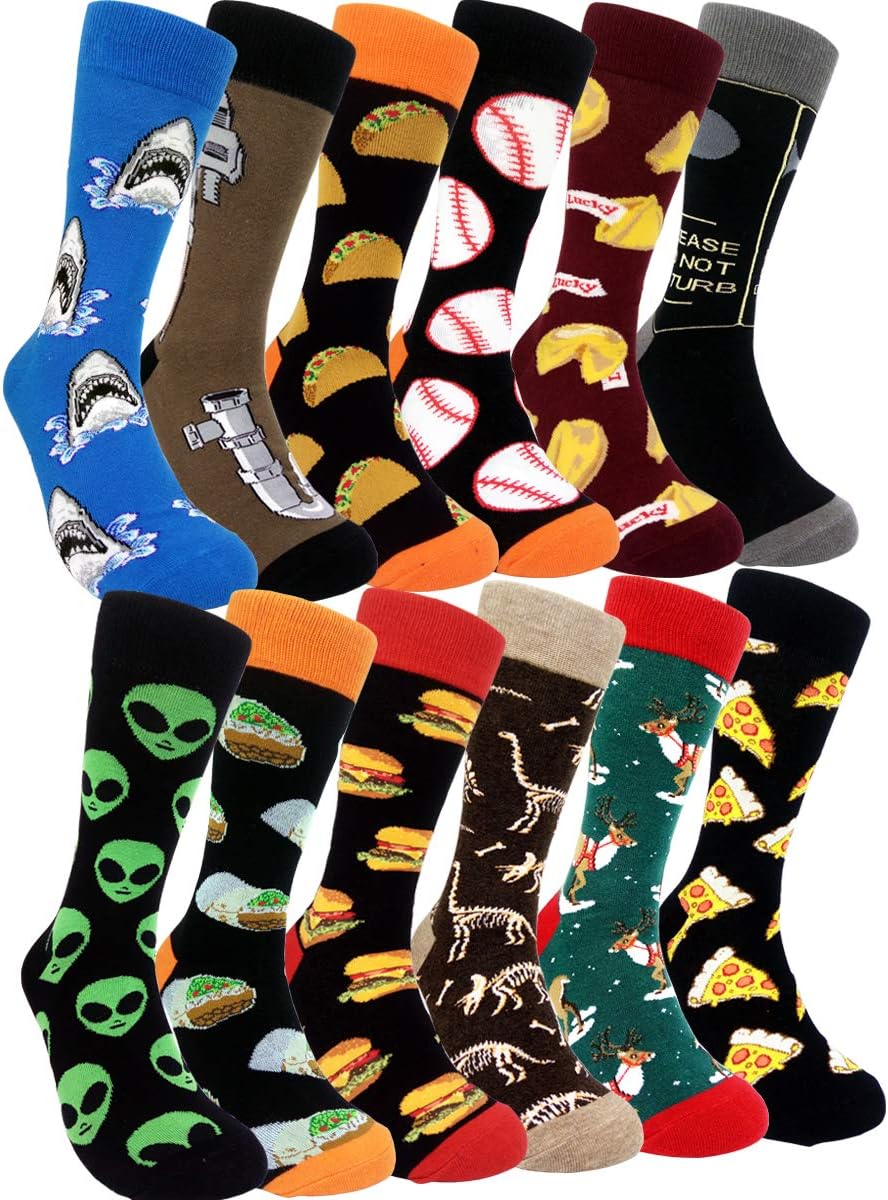 HSELLMens Funny Pattern Dress Socks Crazy Design Cotton Socks Novelty Gifts for Men