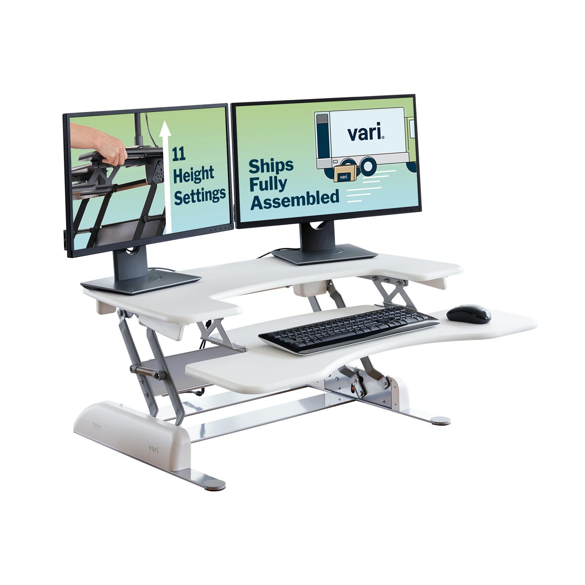 Vari Varidesk Pro Plus 36 Standing Desk Converter 11 Height Settings Spring Lift 2 Tier Design Keyboard Tray