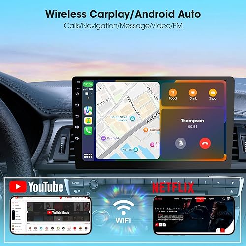 Miniatura 5 de Estéreo inalámbrico de doble DIN para automóvil con Apple CarPlayAndroid Auto, pantalla Carplay para automóvil, control de voz con cámara de
