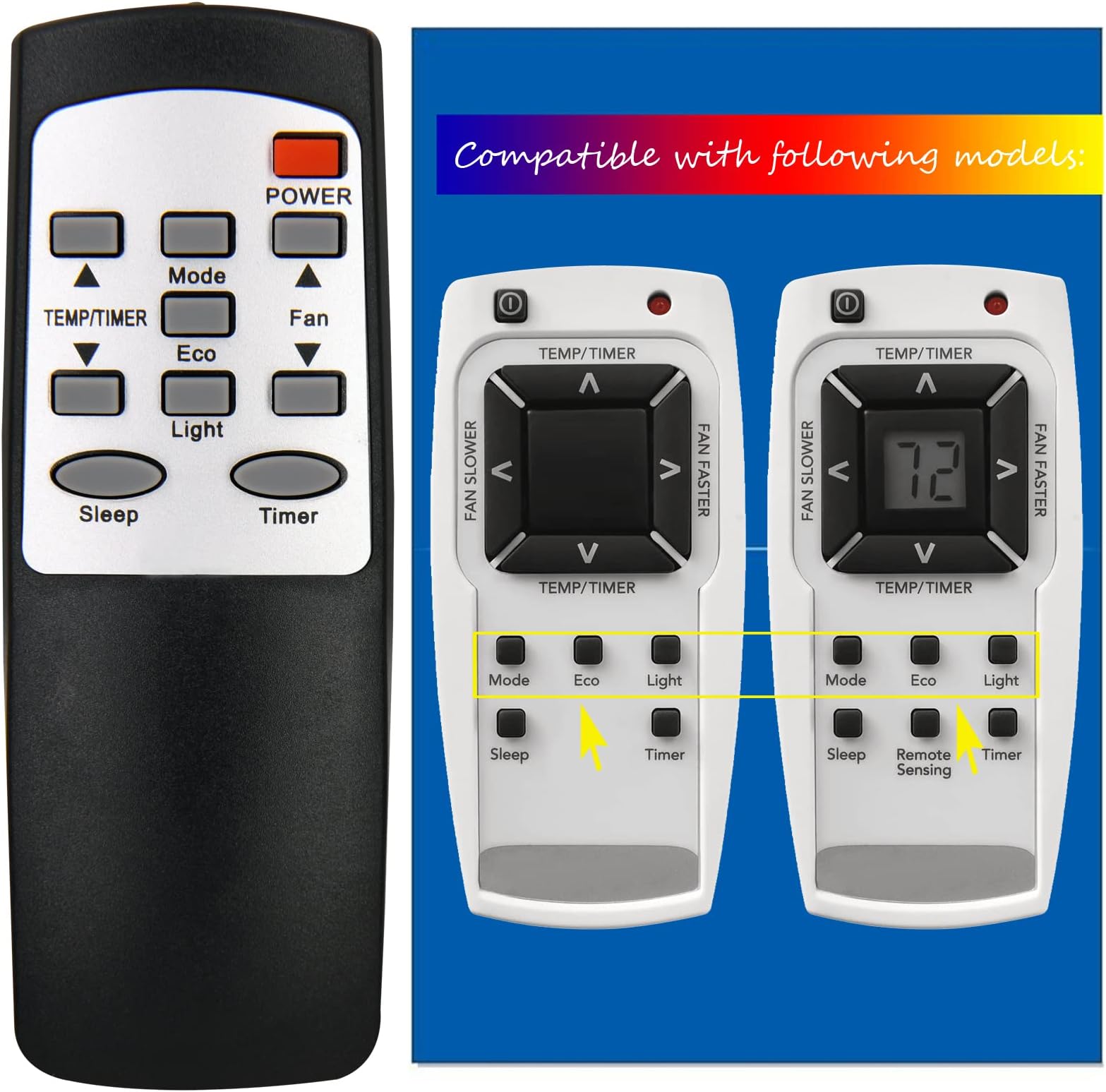 Replacement for Frigidaire Air Conditioner Remote Control RG63A1/E-ELD RG63F/EF-ELD FFRE123WAE FFRE153WAE FFRE183WAE FFRE223WAE FFRE253WAE FFRA052WAE FFRA062WAE FFRA082WAE FFRA122WAE FFRA282WAE