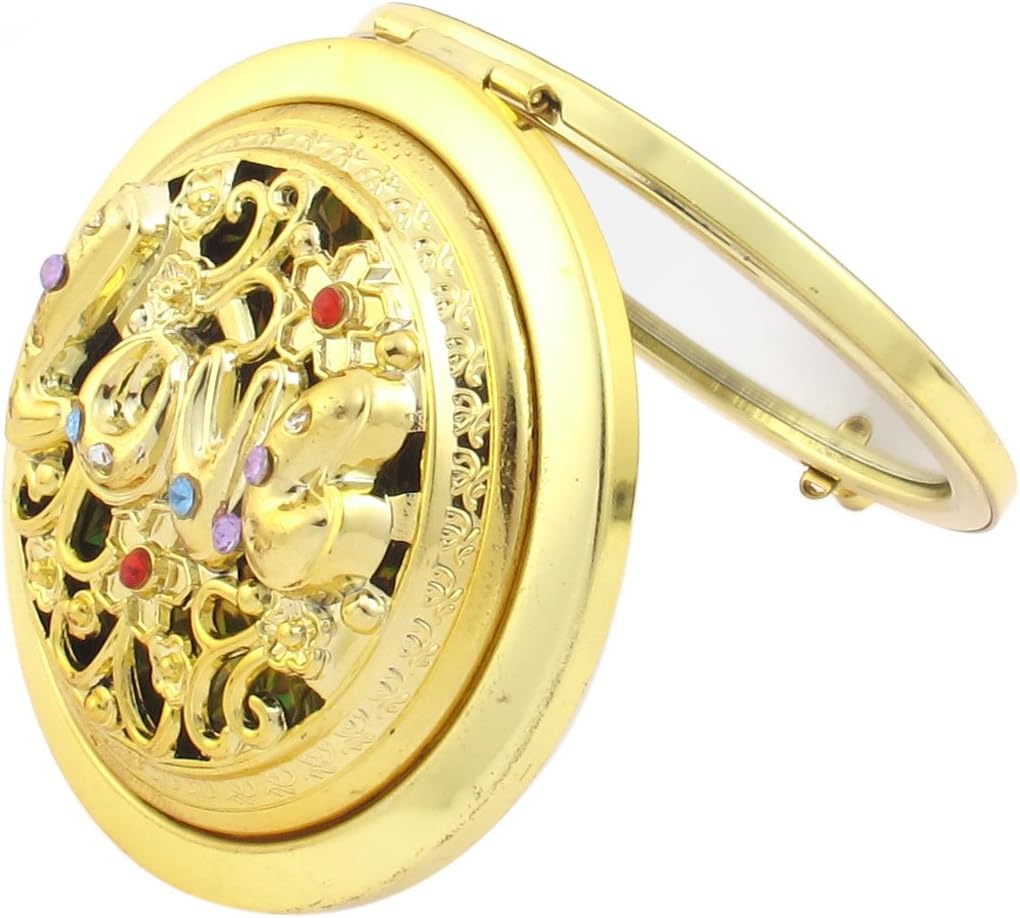 Ruilogod Love Flower Metal Double Side Magnifying Makeup Mirror Gift Gold Tone (id: be0 7f9 b70 be3 f8d image 4