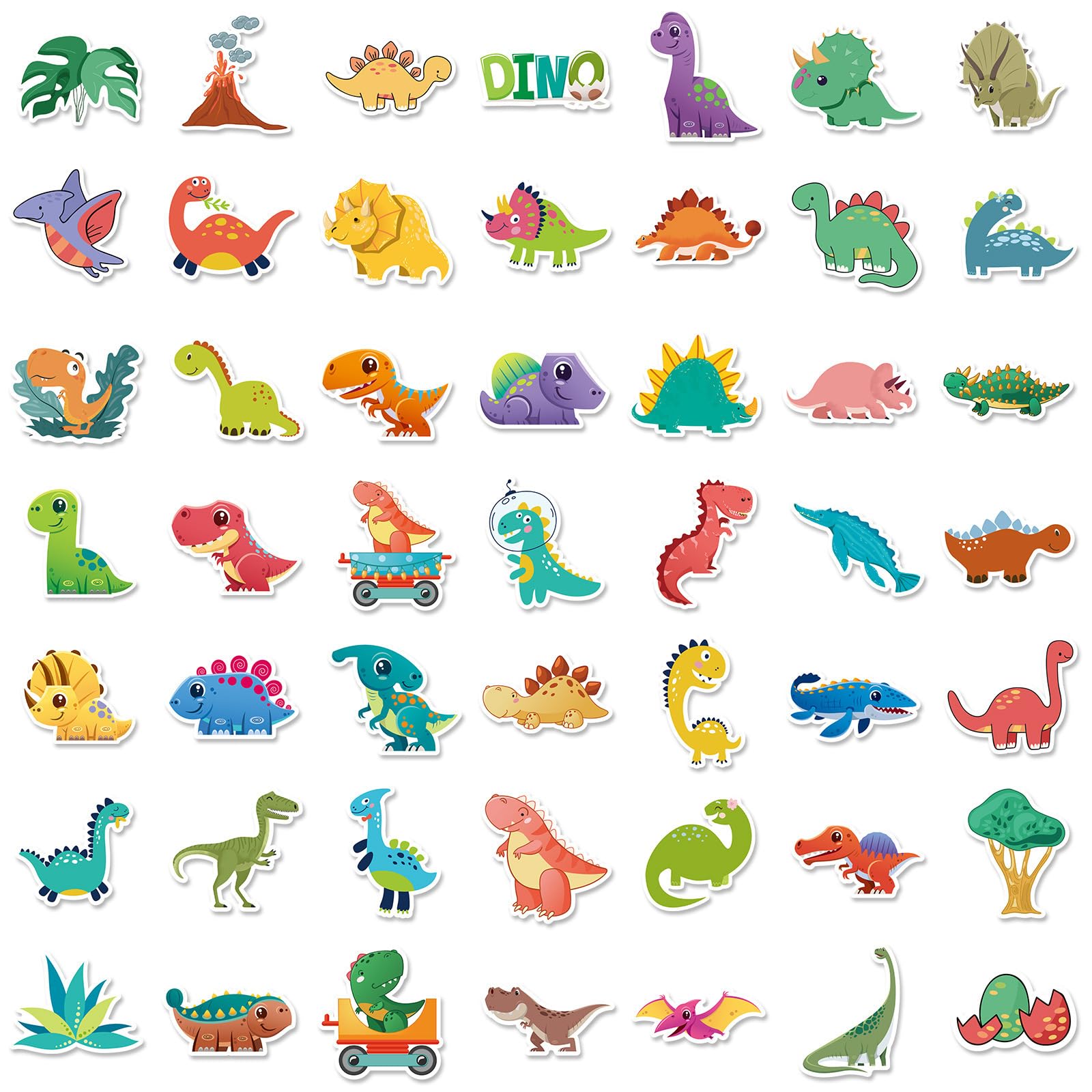 100 szt. naklejek z dinozaurem dla dzieci, urocze wodoodporne naklejki z motywem kreskówkowego dinozaura dla dzieci, na butelkę z wodą, dla nastolatki, scrapbookingu, laptopa, deskorolki, komputera