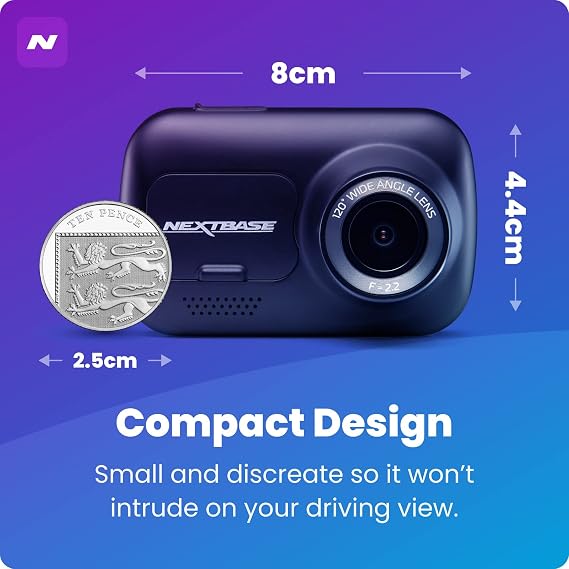 Nextbase 122 Dash Cam Full 720p/30fps HD Recording In Car DVR Camera- 120° 5 lane Wide Viewing Angle- Polarising Filter Compatible- Intelligent Parking Mode- G-Sensor- dashcam