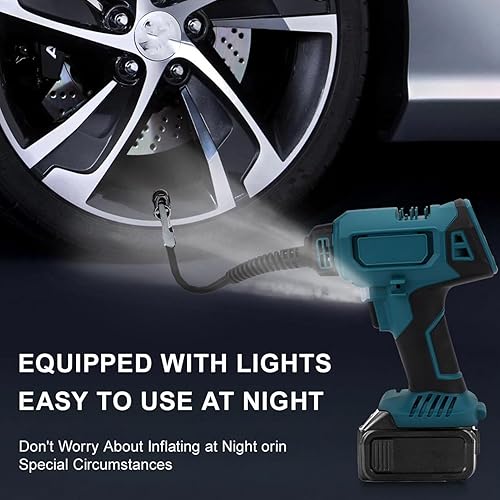 Miniatura 6 de Inflador de neumáticos inalámbrico, pantalla digital portátil, bomba de aire para automóvil con apagado automático para SUV, automóviles,