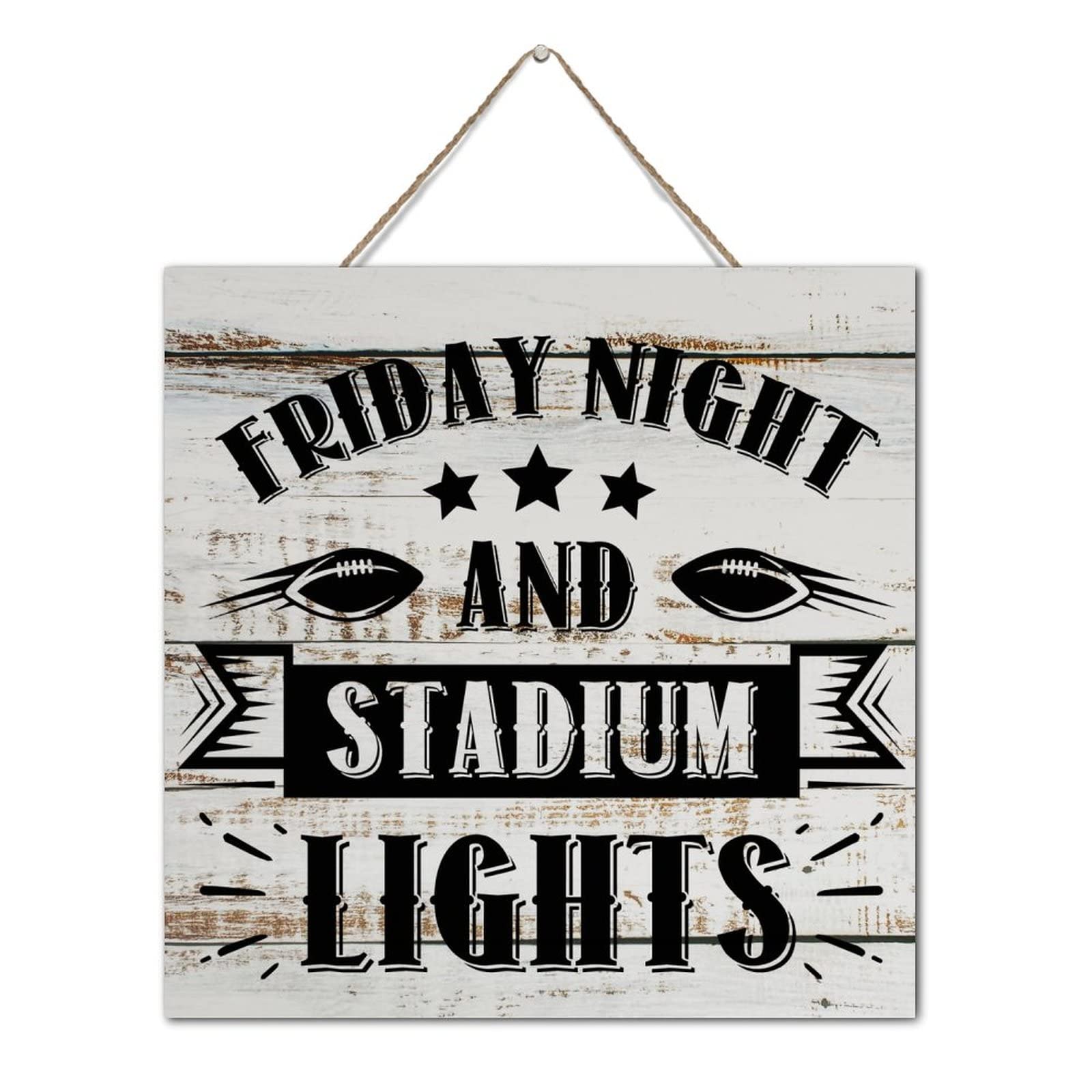 Décoration murale en bois vintage rétro, panneau vendredi nuit et lumières de stade pour maison