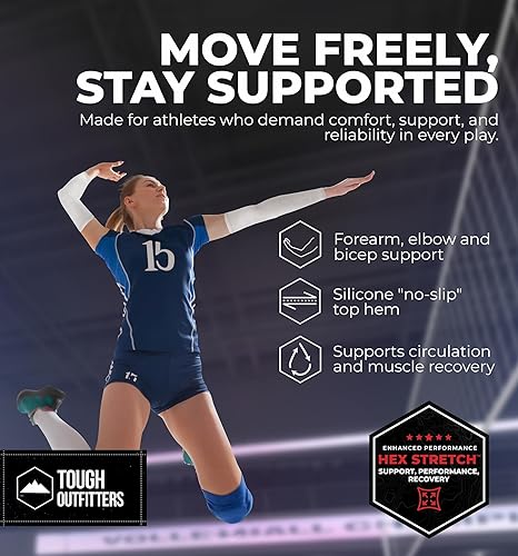 Miniatura 2 de Mangas deportivas de compresión para hombres y mujeres, jóvenes, niños, manga de béisbol, mangas de voleibol y baloncesto, Blanco