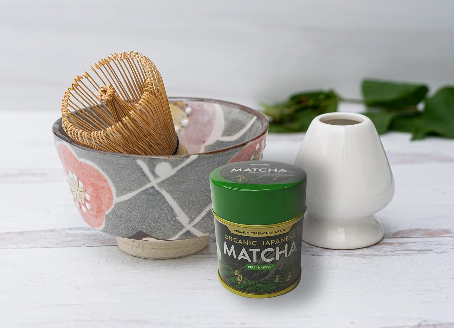 Navy Sea Cucumber Ceramic Matcha Set - Japanese Matcha Bowl, Ceremonial Matcha 30g, Bamboo Matcha Whisk and Whisk Holder - Handcrafted Matcha Cup, 100 Prongs Chasen by Aprika Life