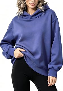 NEYOUQE Damen Oversized Hoodies Sweatshirts Langarm Einfarbig Pullover Winter