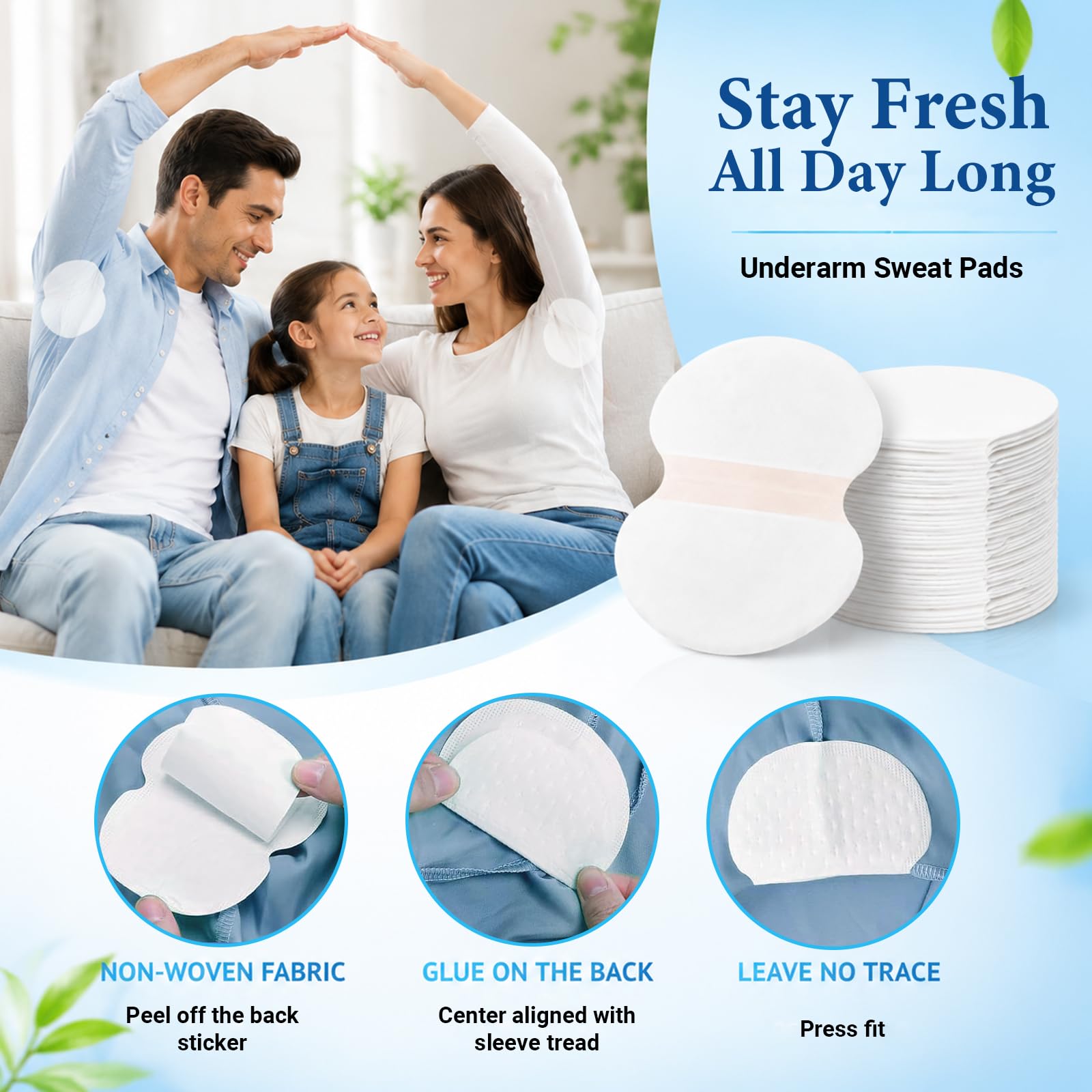 80 Piezas Almohadillas Autoadhesivas para Axilas, Almohadillas Protectoras para el Sudor, Invisibles y Cómodos, Efectiva Absorción Sudor, para Absorción y Reducir Olor, Protege Tus Prendas
