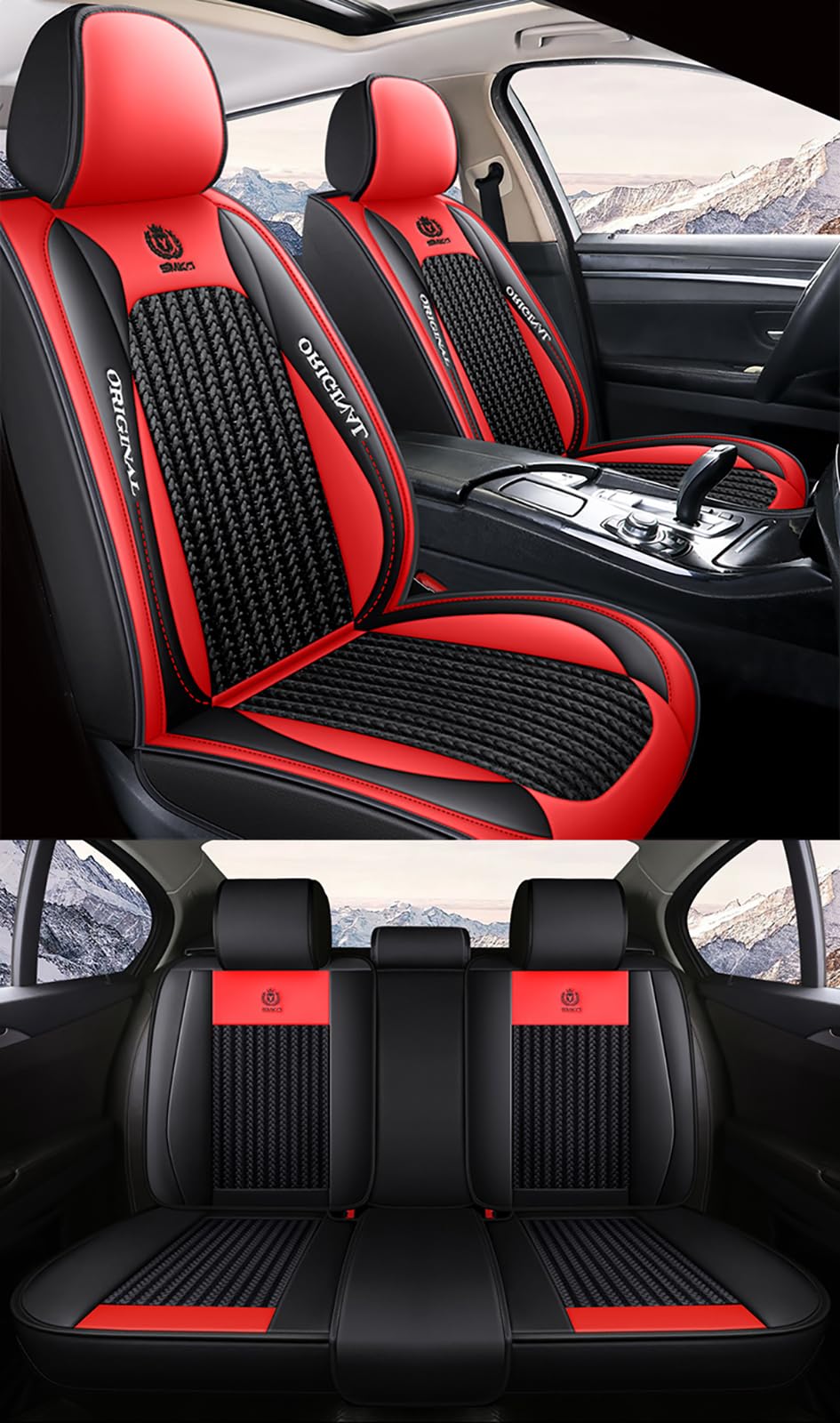 Fundas de Asiento de Coche Universales de Cuero para 5 Plazas – Compatibles con Peugeot 208 2008 3008 5008 – Juego Completo para SUV y Berlina