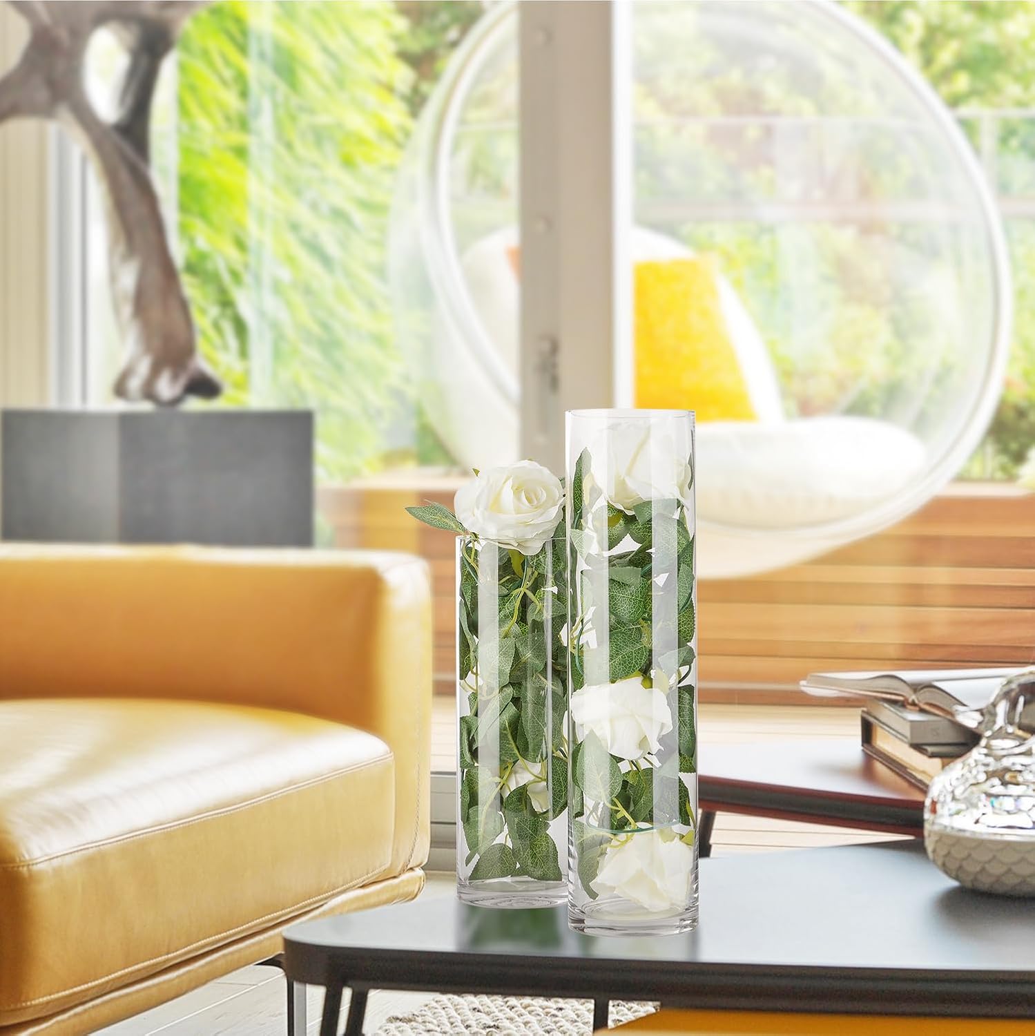 WGVI Quality Thick Weighted Clear Cylinder Glass Vases, 4" W x 12" H, Flower Arrangement Floating Candle Holders Wedding Centerpieces Terrarium Planter Floral Countertop Storage Container, 1 Piece - Image 7