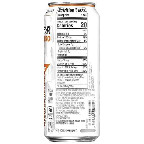 Vista 2 de Rockstar Bebida energética Pure Zero, naranja mandarina, lata de 16 onzas