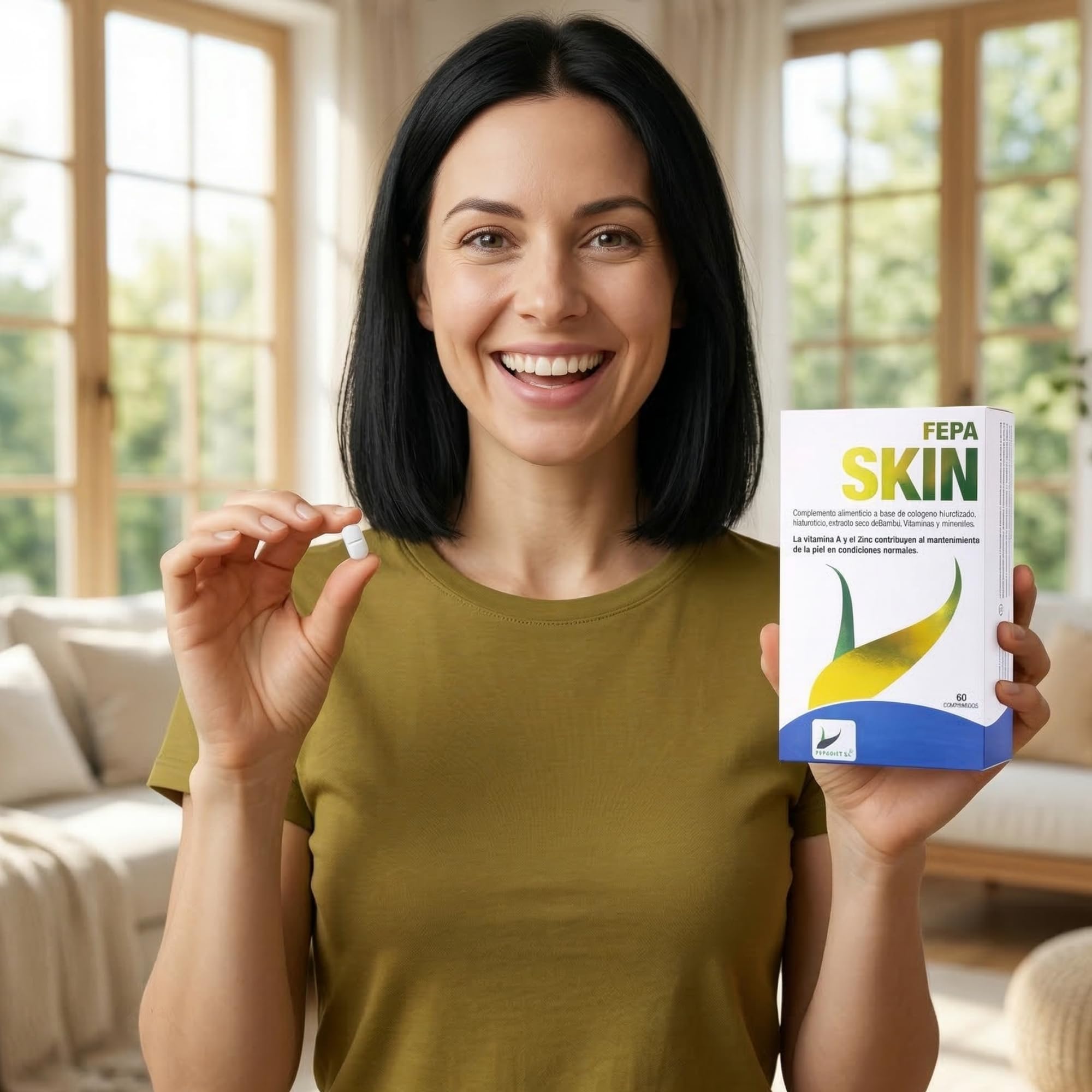 FEPA SKIN – 60 Comprimidos Pack de 2 – Colágeno Hidrolizado Marino con Ácido Hialurónico y Vitamina C – Complemento Alimenticio – Mantenimiento de la Piel, Huesos y Bienestar General – Fepadiet