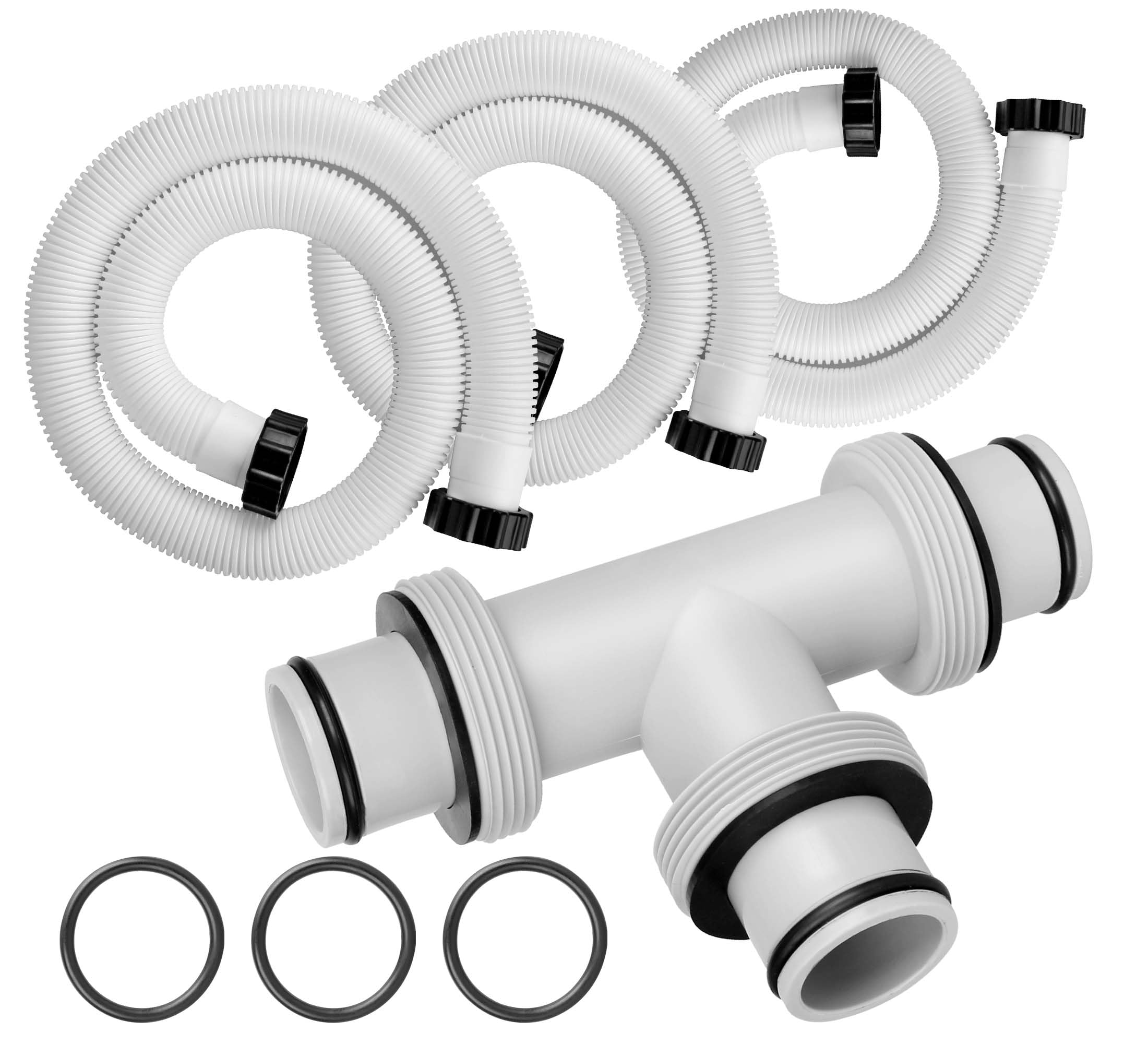 Kit de manguera de conector de piscina, para manguera de piscina Intex sobre el suelo, repuesto de conector de junta de 1.5 pulgadas (blanco)