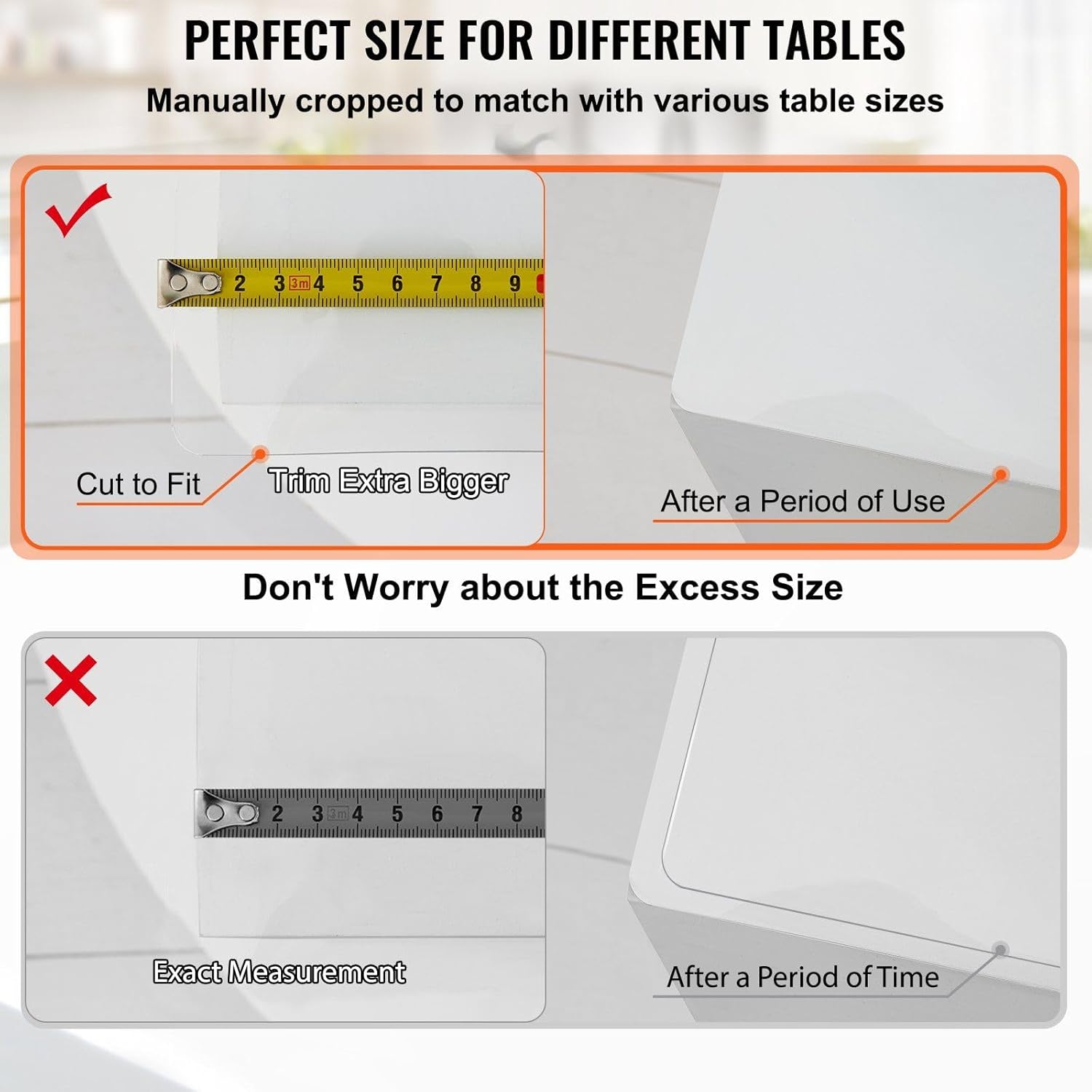 80 x 42 Inch Clear Cover, 2mm Thick Clear Desk Pads, Plastic Tablecloth Compatible with Dining Room