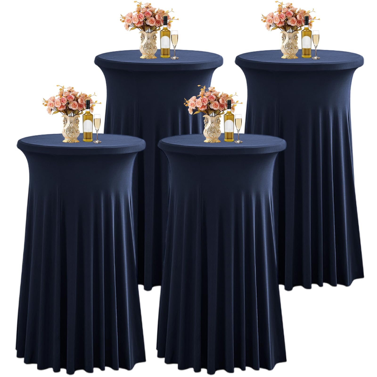Nappe de cocktail extensible en spandex anti-plis pour table haute de banquet