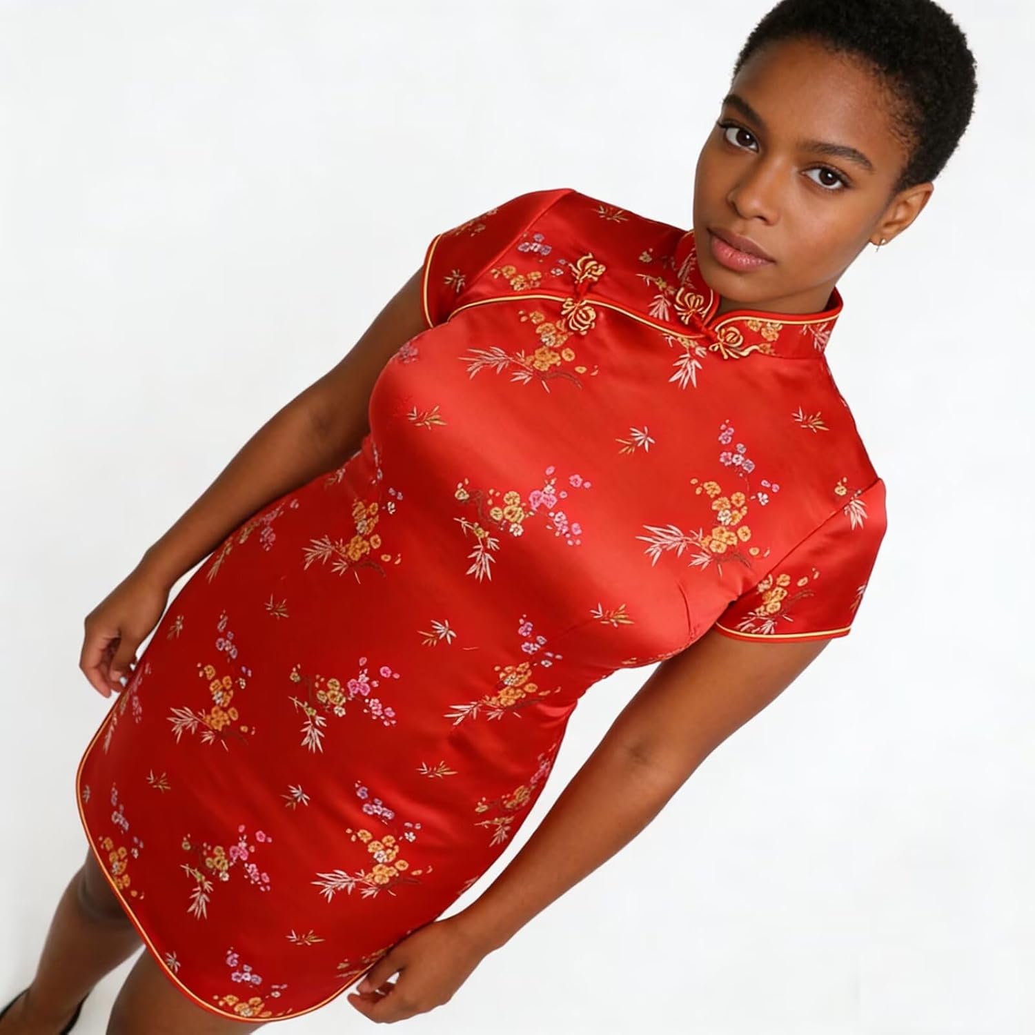 Women's Cheongsam Qipao Dress Slim Bodycon Exotic Dresses Chinese Wedding Costumes Vintage Lunar New Year Asian Mini Dress - Image 2