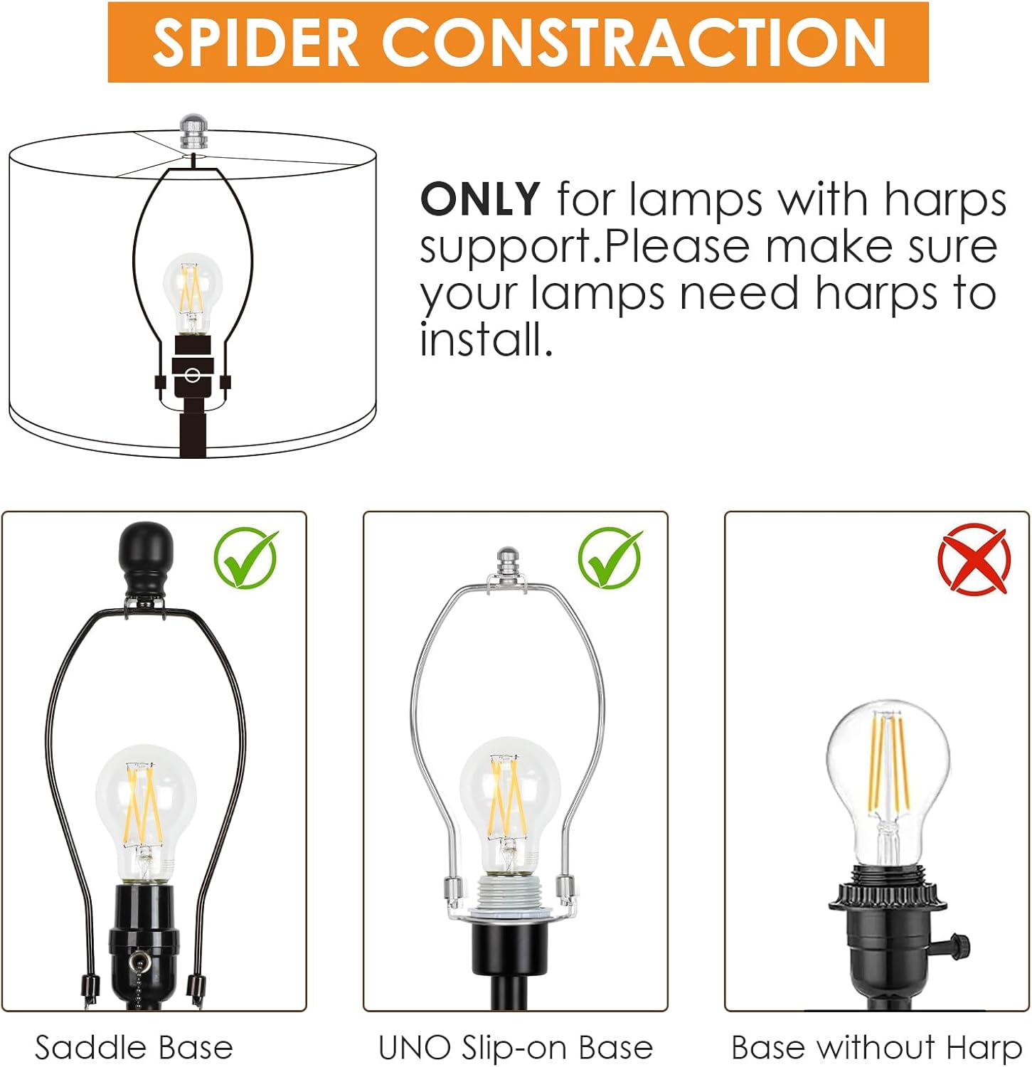 Lamp Shades Set of 2, Drum Lampshades 13" Top x 13" Bottom x 10" High with Spider Fitter, Large Replacement Lamp Shades for Table Lamps, Floor Lamps, Easy Assembly Required (2, White)