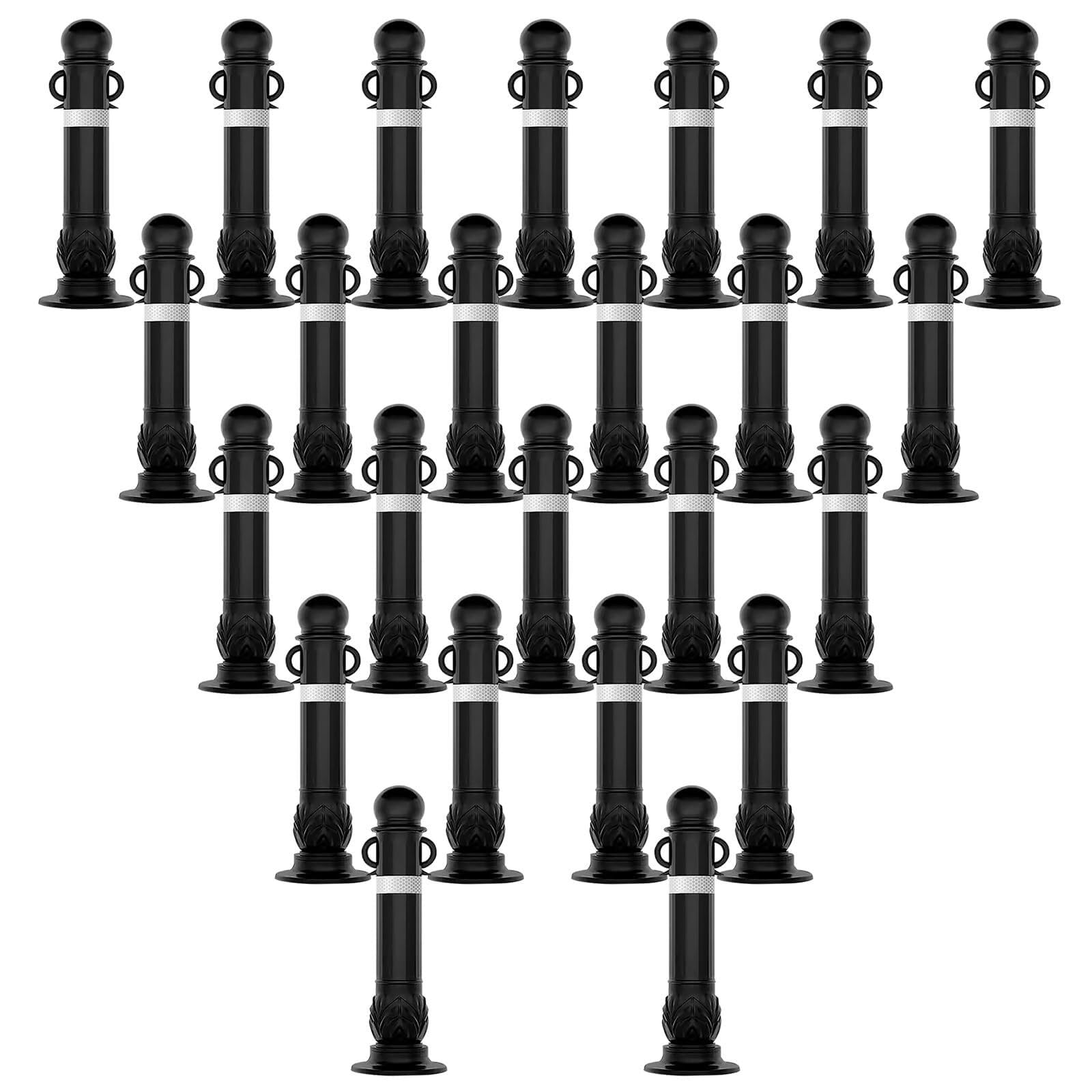 WDSOPK Flexible Traffic neator Bollard Post with Hanging Ears, 31.5in Reflective EVA Safety Cone for Driveway & Parking Lot（Black-4 Pack）