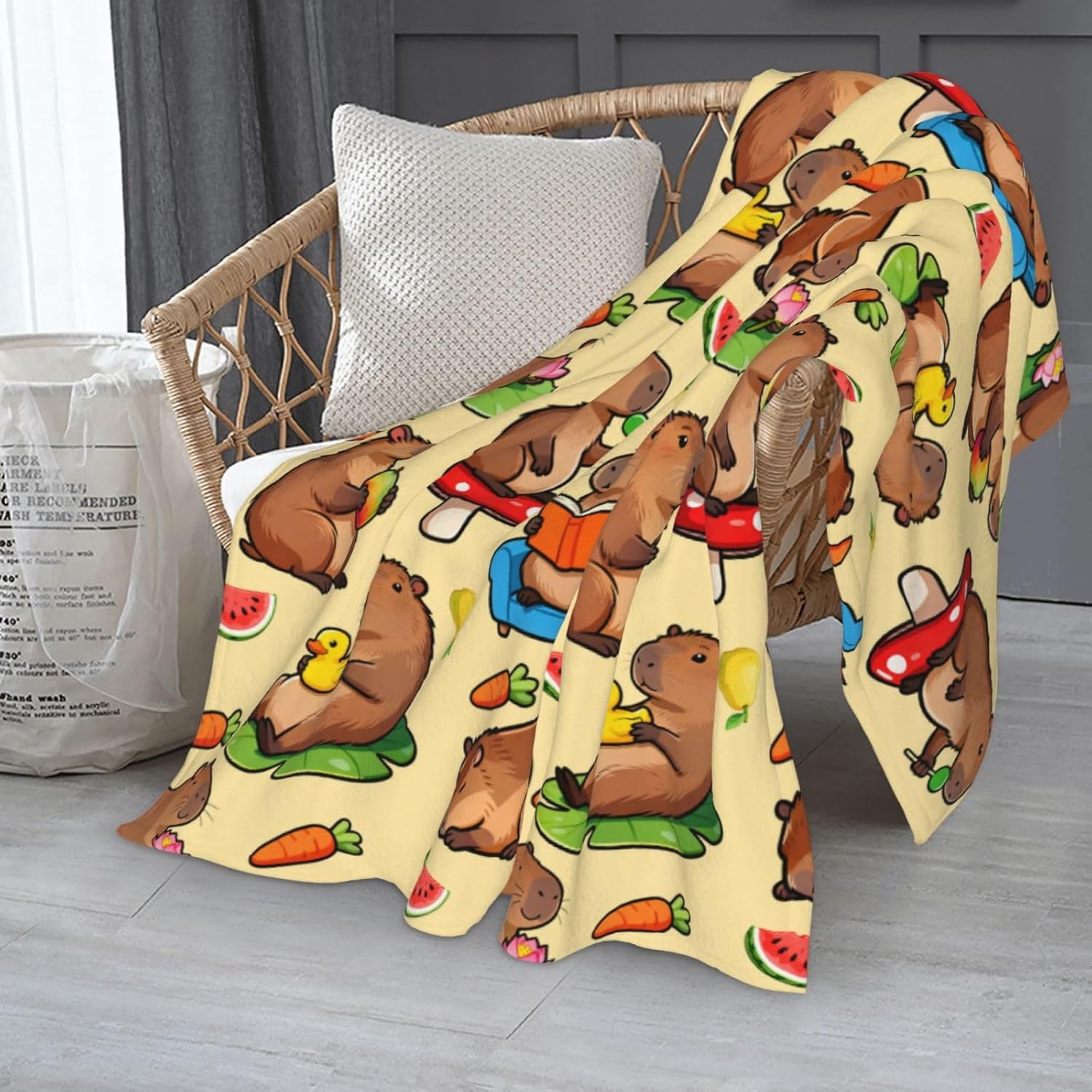 Flannel Capybara Blanket Throw Blankets for Kids Women, Plush Cozy Fuzzy Blanket 50x40 Inches - Image 2