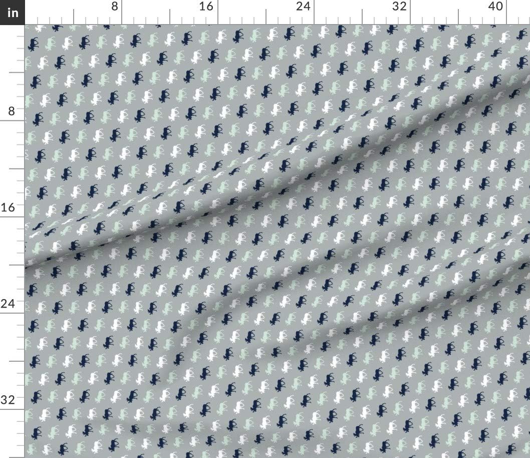 Spoonflower Fabric - Multi Moose Grey Extra Small Scale Elk Woodland Navy Printed on Petal Signature Cotton Fabric by The Yard - Sewing Quilting Apparel Crafts Decor