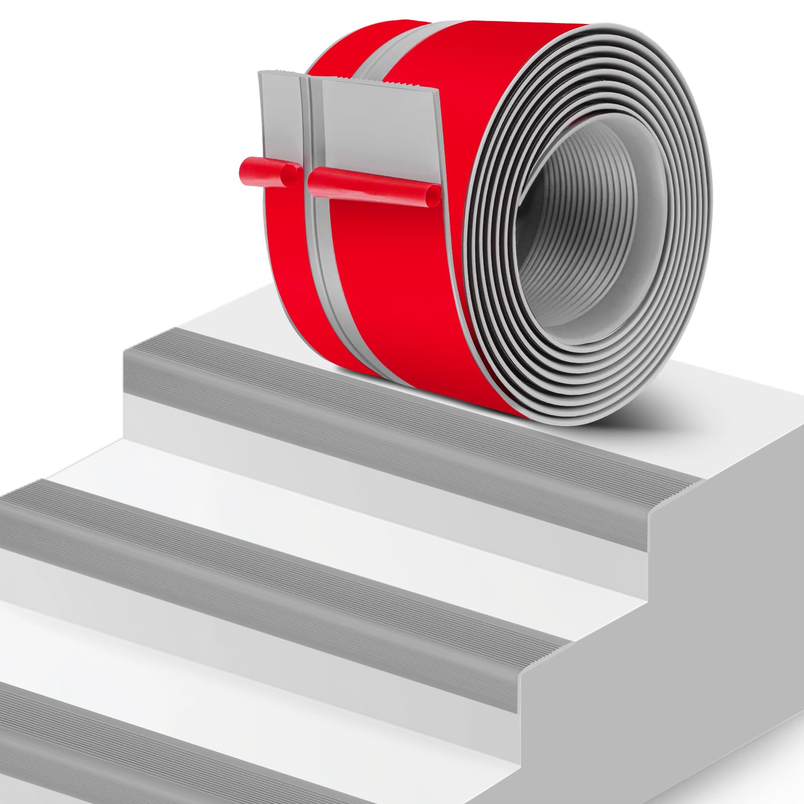 Stair Edge Trim Vinyl Stair Nosing 4.3" Self Adhesive Nose Molding Non-Slip Rubber Edge Protector Steps Trim Rubber Strips for Staircase Step Uses (