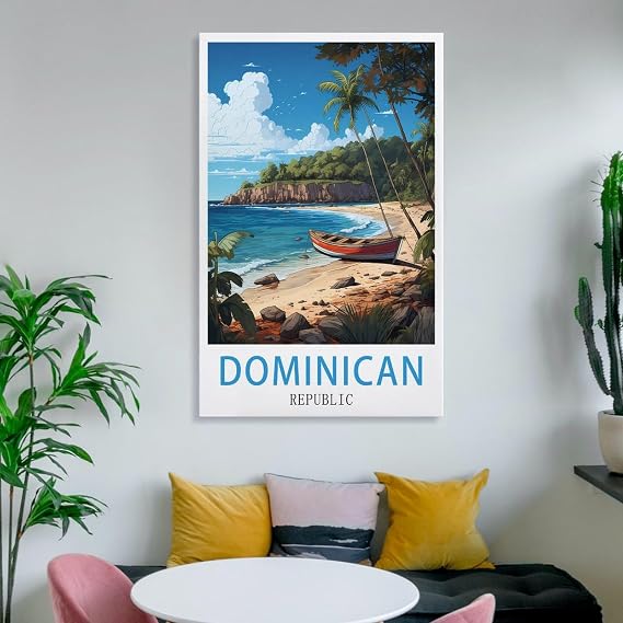 LNUYITR Dominican Republic Vintage Travel Posters Beach 08x12inch(20x30cm) Canvas Art Posters And Wall Art Picture Prints Modern Home Bedroom Decor Posters