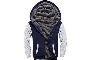Boys Fleece Jacket Zip Up Hoodie Sherpa Lined Warm Coat Hooded Sweatshirt...