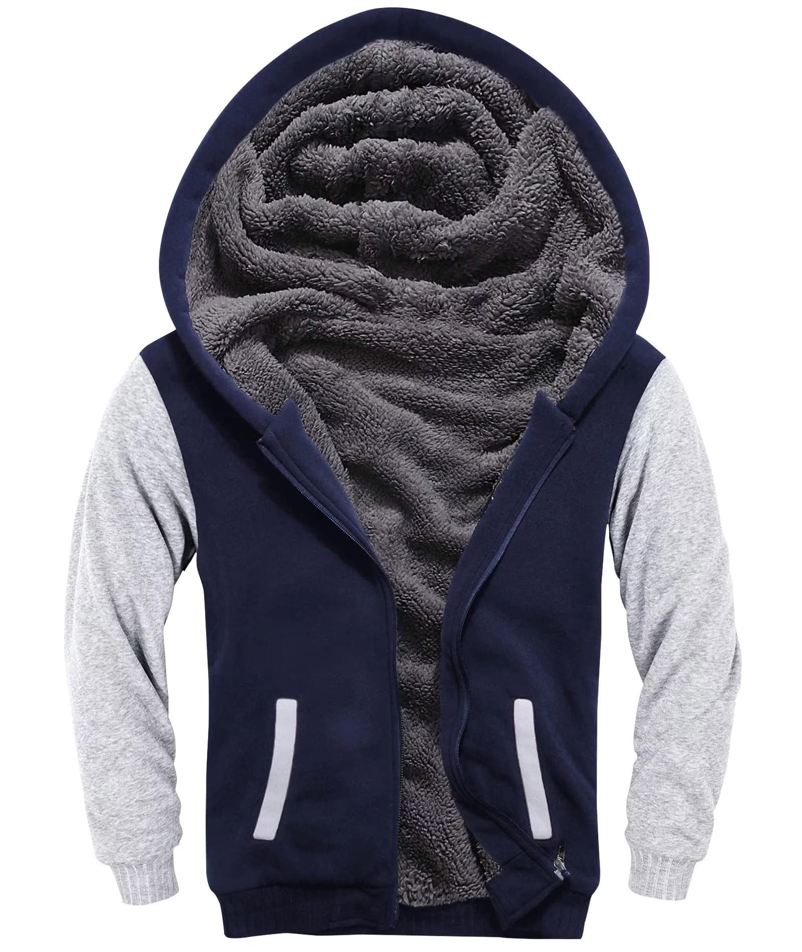 ZITY Boys Zip Up Hoodie Fleece Jacket Kids Sherpa Lined Sweatshirts Outerwear Unisex Warm Winter Coat 6-15 Years Old
