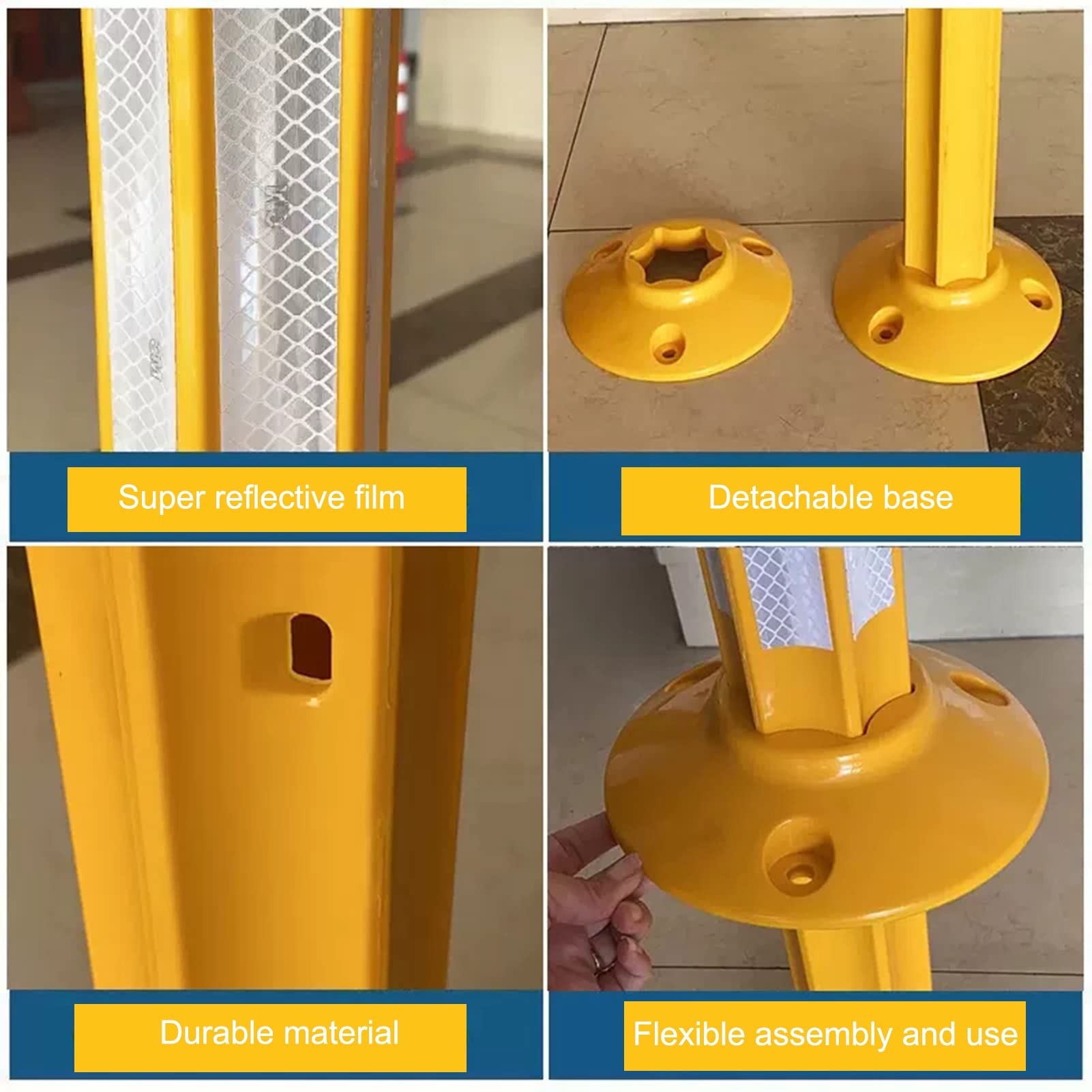 Postes de estacionamiento, Conos delimitadores Reflectantes - Paquete de 2 Postes de Barrera de Seguridad de plástico para estacionamiento, Garaje, decoración de Calles, Control de tráfico -