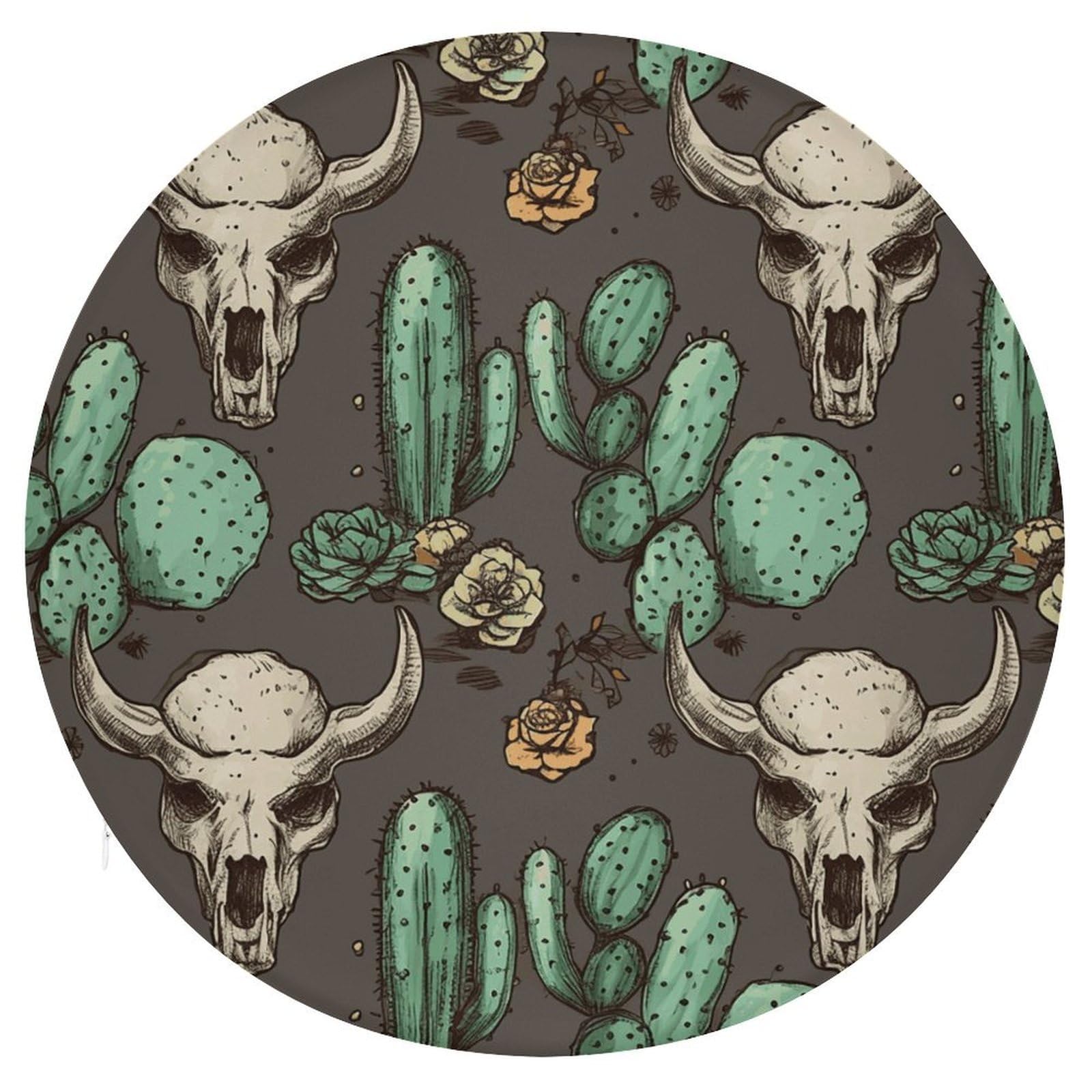 Adfgyerh Style Skull Of Bull And Cute Cactus Cushion Memory Foam Pillow Core，Seat Cushion Detachable Design，Chair Cushions Suitable For All Seasons, And Can Be Used In Offices, Dining Rooms, Homes, And Other Settin