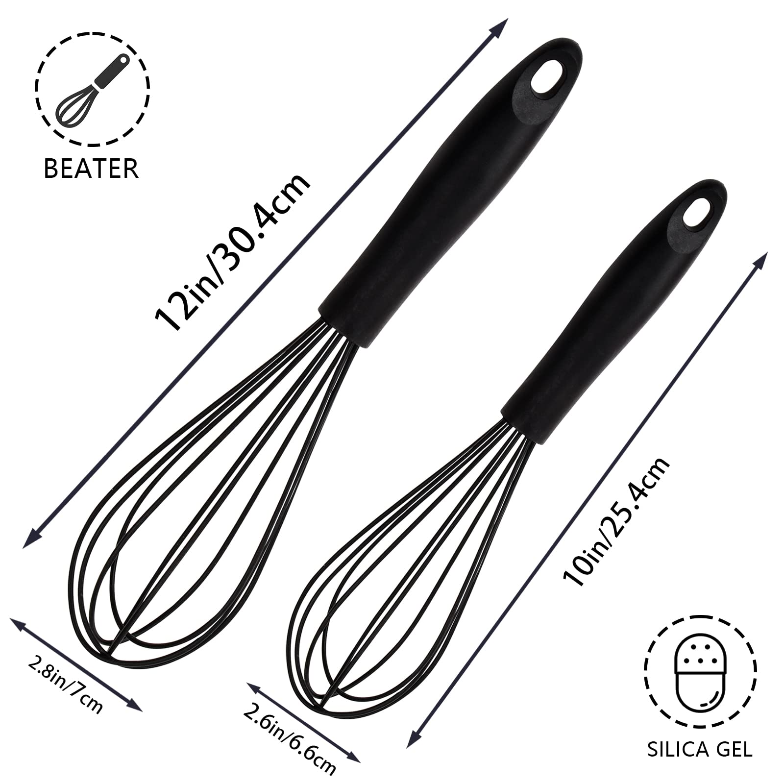 Mini Fouet Cuisine Fouet à Spirale, 2pcs Manuel Batteur à Oeufs, Fouet Cuisine Professionnel