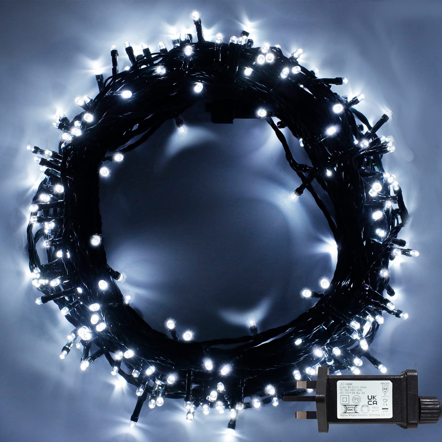 String Lights Cool White - 49ft/15m 120 LEDs Memory Function 8 Modes Extendable Waterproof IP44 Outdoor Indoor Decoration Fairy Twinkle Christmas Lights for Xmas Tree Halloween Yard Garden Wedding [Energy Class G]