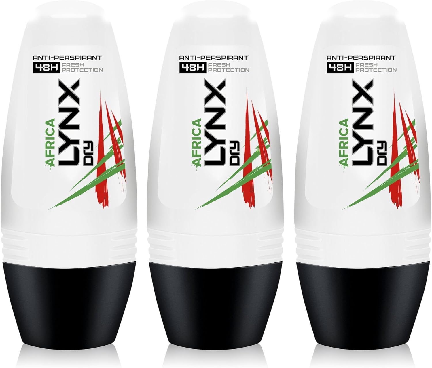 3x Lynx Africa Roll On Dry 48H Deodorant AntiPerspirant for Men 50ml