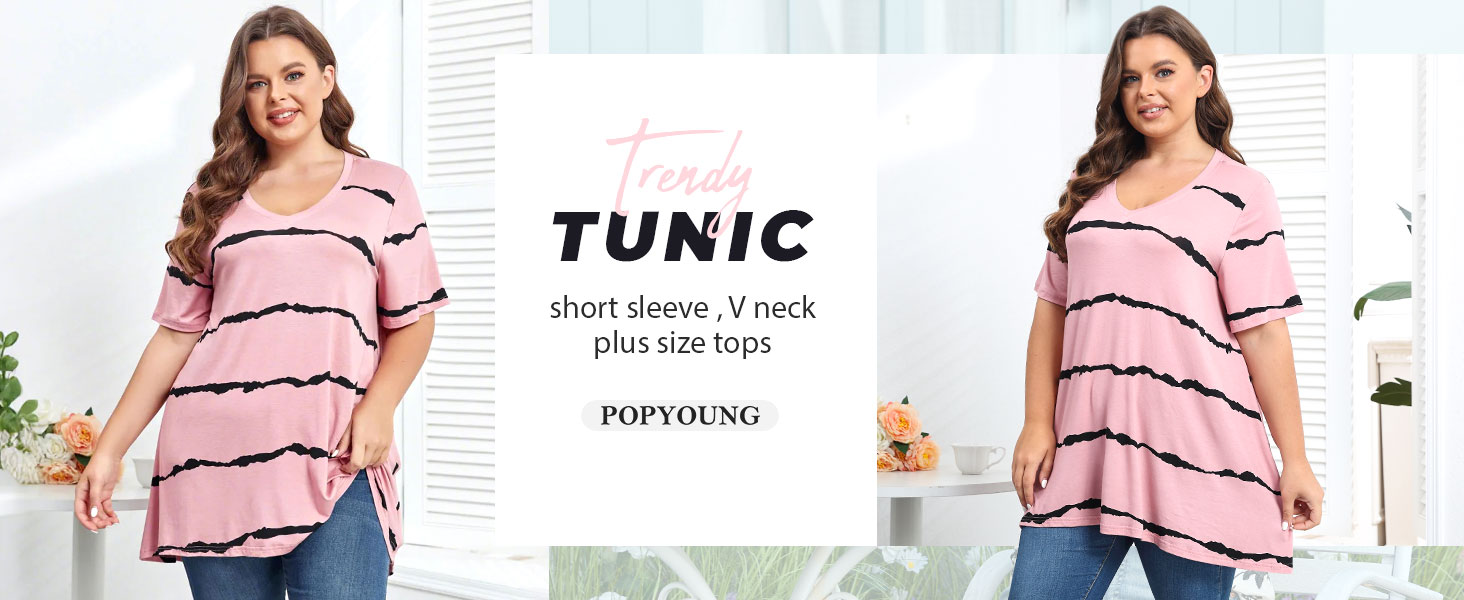 POPYOUNG Women's Long Tunic Tops to Wear with Leggings Summer