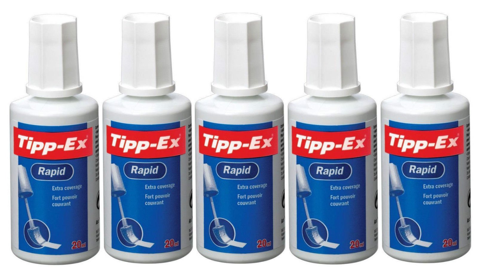 Tipp-Ex Rapid Correction Fluid Tippex Bottles Fast Dry With Brush 20ml (5 Bottles)