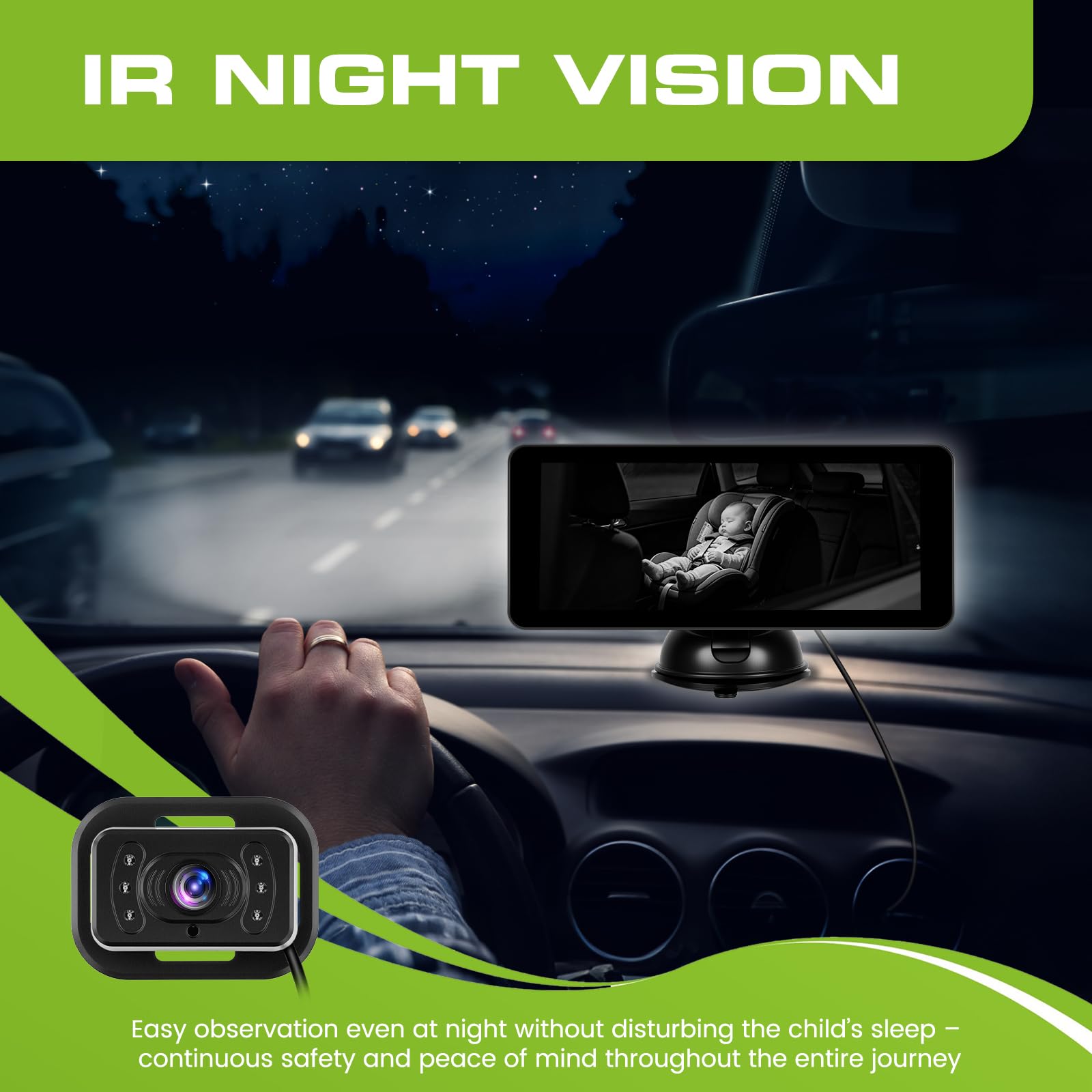 720P Baby Autokamera für 2 Kinder 6,86 Zoll Ultrawide IPS Display IR Nachtsicht 360°Drehbar Split-Screen Einfache Installation Baby Kamera Auto für Limousinen, Kleintransportern, Lieferwagen und SUV