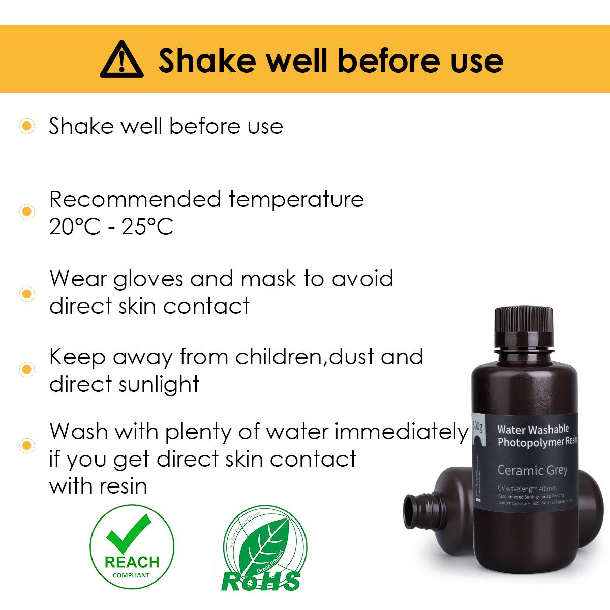 ELEGOO 3D Printer Resin 405nm UV-Curing Resin (Water Washable Grey 1000g + Water Washable Clear Blue 1000g)