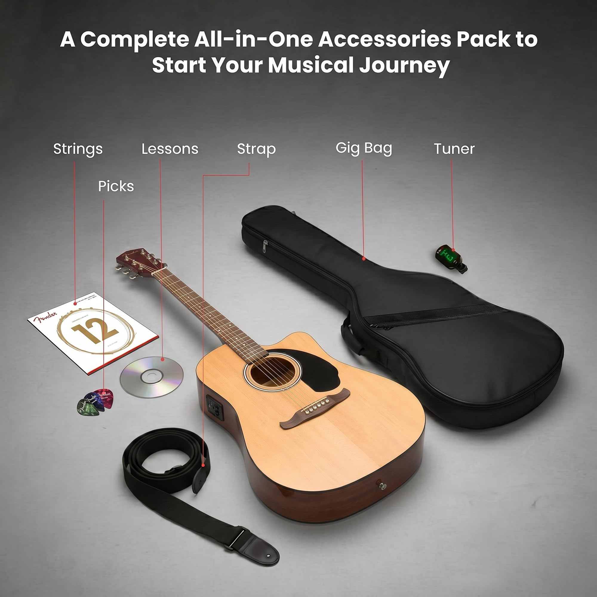 Amazon.com: Fender FA-125CE Dreadnought Cutaway Acoustic-Electric 