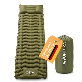 Luftmatratze Camping – 10cm Isomatte mit Fußpumpe & Kopfkissen | Isomatte ultraleicht Camping Zubehör | Luftmatratze für Wandern Reisen Festival Strand | 850g | 195x68cm | Outdoor Matte zelt - Amazon product rated Grade A