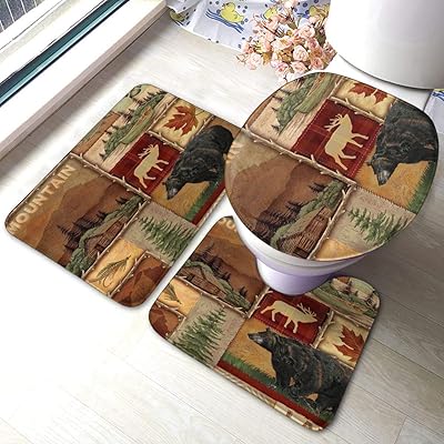 Amazon.com: DONMYER Bathroom Rug Set of 3 Piece,Azetc Boho Ethnic Style ...