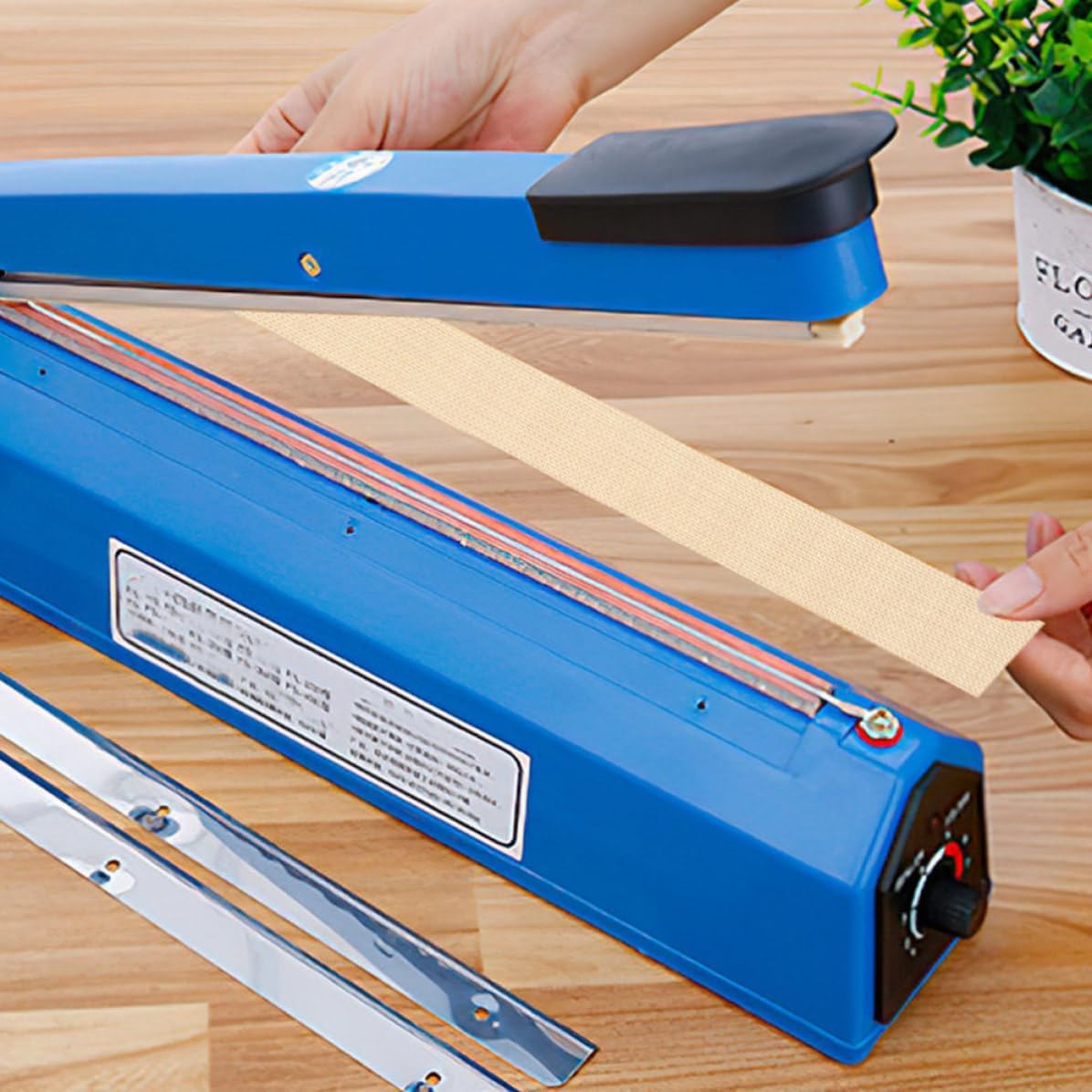 Sealing Machine Replacement Heating Strip Hand Pressure Type 12pcs with Cloth and Tungsten Wire for Safe and Fast Sealing, Convenient to Store and Carry, Beige Heat Sealer Repair