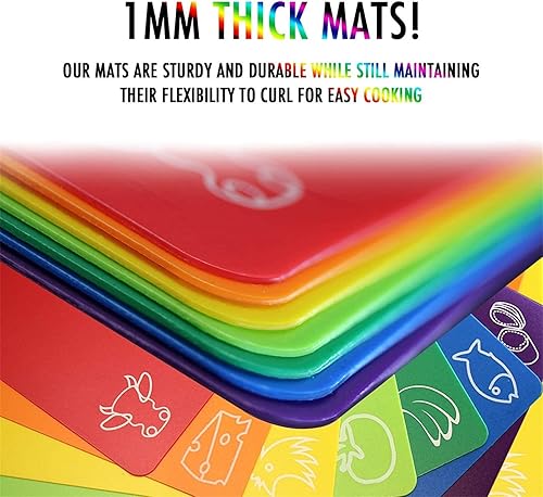 Miniatura 6 de Fotouzy Tablas de cortar de plástico para cocina, alfombrillas de corte flexibles para cocinar, tabla de cortar 100% antideslizante para carne y