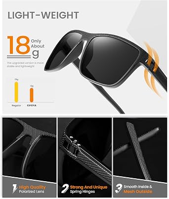 Polarized Sunglasses for Men Women, Square Sun Glasses for Driving Fishing Golf Lightweight Fashion Square Sun Glasses 100% UV400 Protection 3 Packs (Black)