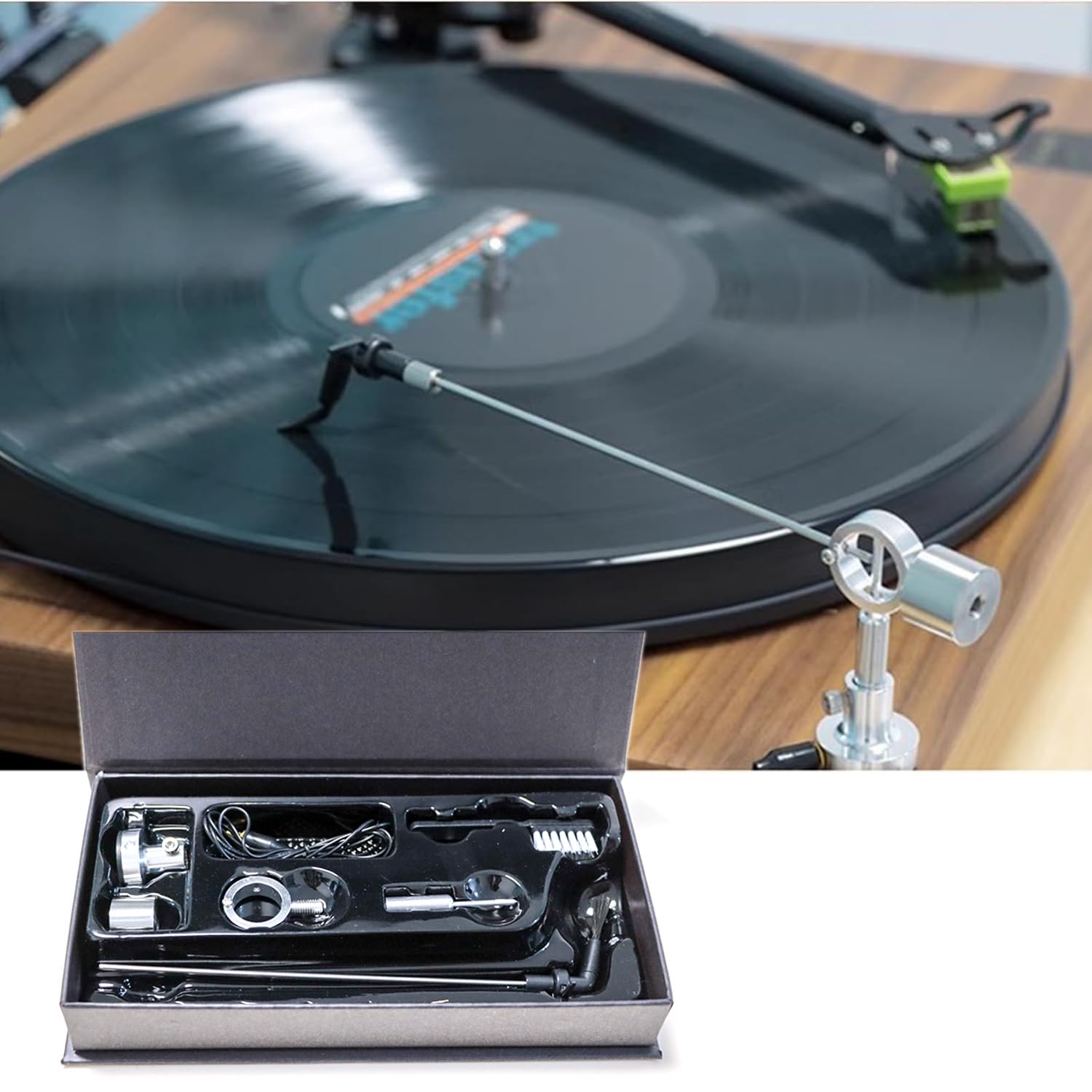 Spazzola Antistatica per Dischi, Spazzole per Pulizia Dischi in Vinile Hi-Fi, Altezza Regolabile 4,5-6 Cm, Rimuove Polvere E Elettricità Statica, Pulisce Il Disco Durante La Riproduzione