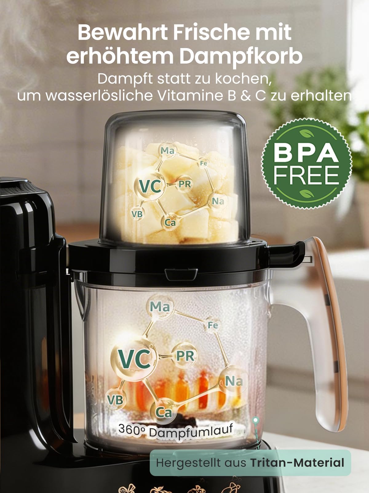 Grownsy Babynahrungszubereiter Dampfgarer Pürierer Sterilisator BPA-frei zweistöckiger Dampfkorb