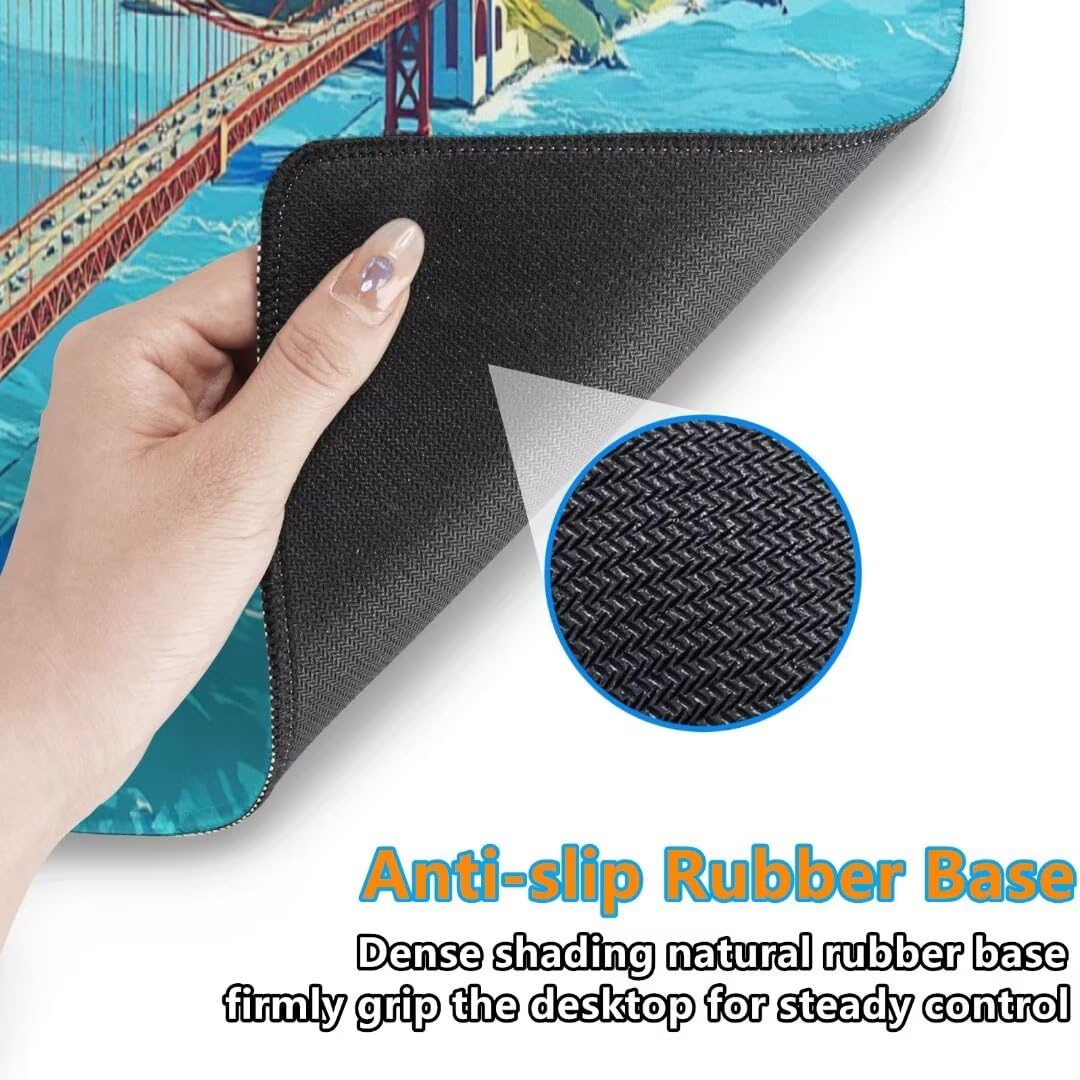 Tappetino Mouse Paesaggio Gaming Mouse Pad Ponte Tappetino Mouse XXL 1200×600×3MM Migliora La Precisione e La Velocità Tappetino Scrivania con Base in Gomma e Bordi Cuciti per Ufficio e Gaming