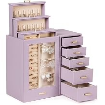 Homde Large Jewelry Box/Organizer/Case with Glass Window, Drawers for Necklaces Earrings Rings Bracelets Watches Gift for Women Girls