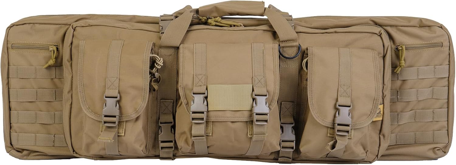 Lancer Tactical Rifle Case Solid Fabric Reinforced Stitch Thickened Foam Double Long Rifle Bag Tactical Gun Case Perfect for Hunting and Shooting (Coyote Brown, 36" INCH)